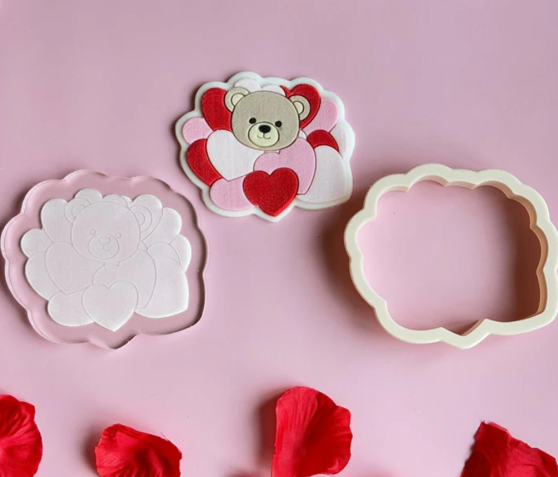 VALENTINSTAG 15 - Bärenkopf mit Herzen (Ausstechform und Stamp)
