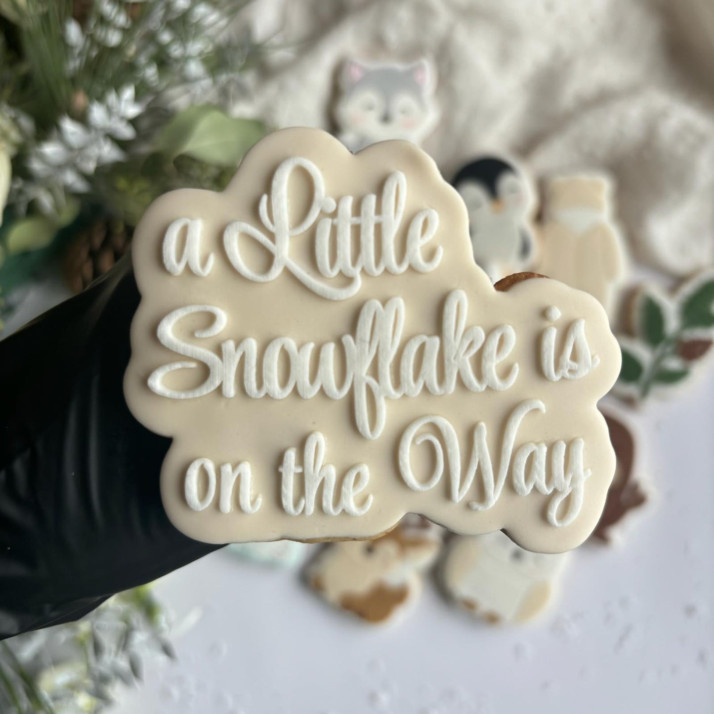 WINTERTIERE 19 - Schneeflocke auf dem Weg (Ausstechform und Stamp)