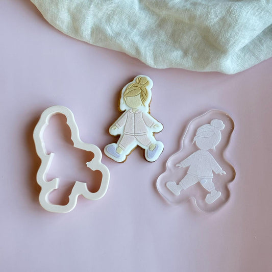 PYJAMAPARTY - 1 Kleines Mädchen (Ausstechform und Stamp)