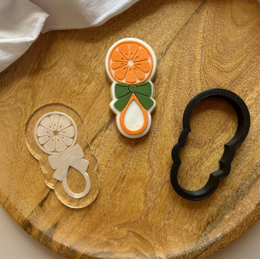 FRÜCHTE 10 - Orangefarbene Rassel (Ausstechform und Stamp)