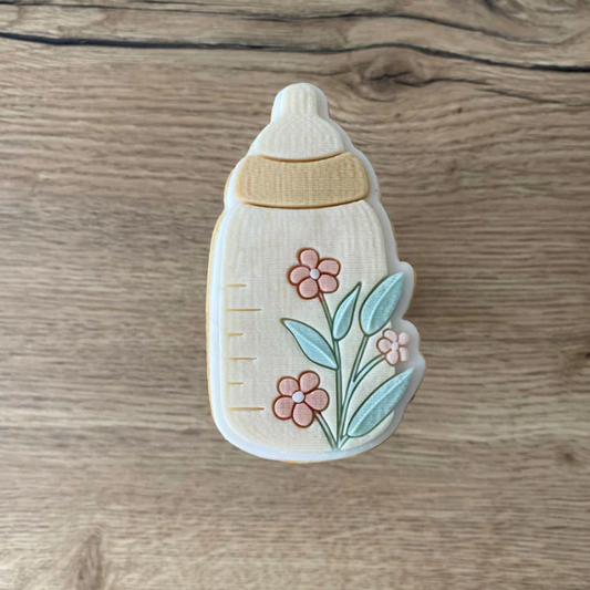 BABY 4 - Babyflasche mit Blumen (Ausstechform und Stamp)