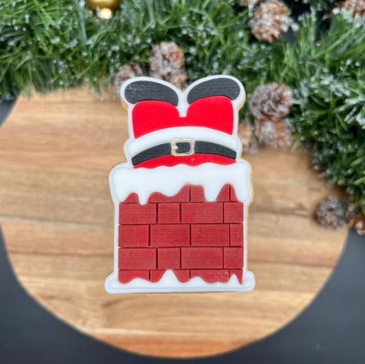 WEIHNACHTEN 11 - Weihnachtsmann im Schornstein (Ausstechform und Stamp)