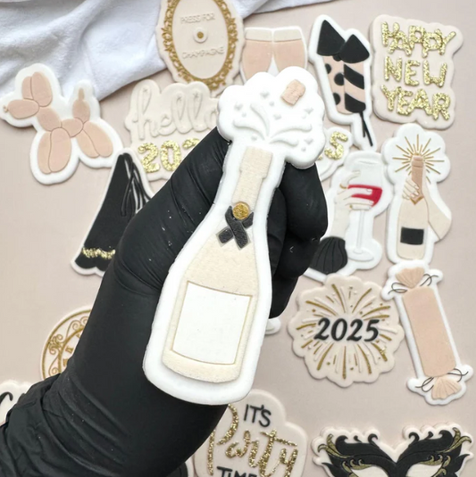 NEW YEAR 2025 7 - Flasche Champagner (Ausstechform und Stamp)