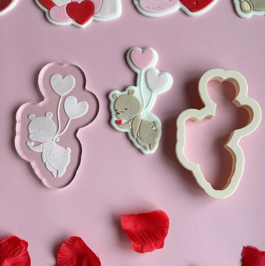 VALENTINSTAG 17 - Teddybär mit Luftballons (Ausstechform und Stamp)