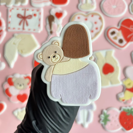 VALENTINSTAG 18 - Mädchen mit Teddybär (Ausstechform und Stamp)
