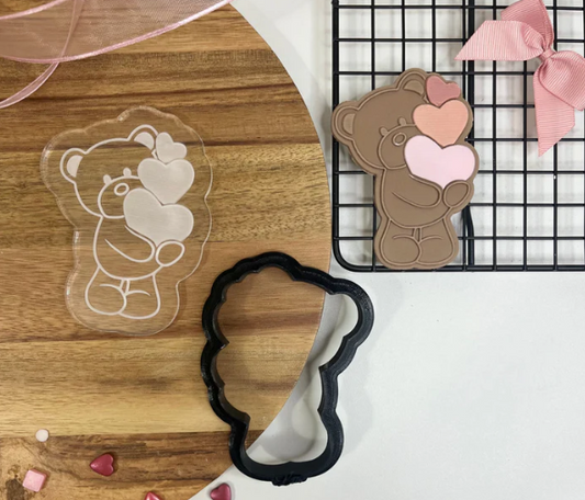 VALENTINSTAG 68 - Teddybär-Herz (Ausstechform und Stamp)
