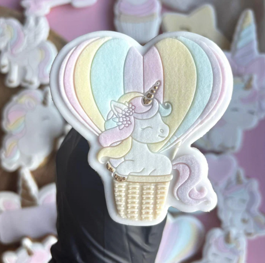 UNICORN/EINHORN 18 - Einhorn-Heißluftballon (Ausstechform und Stamp)