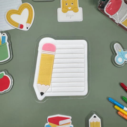 SCHULE / SCHOOL 30 - Bleistift mit Notizbuch (Ausstechform und Stamp)