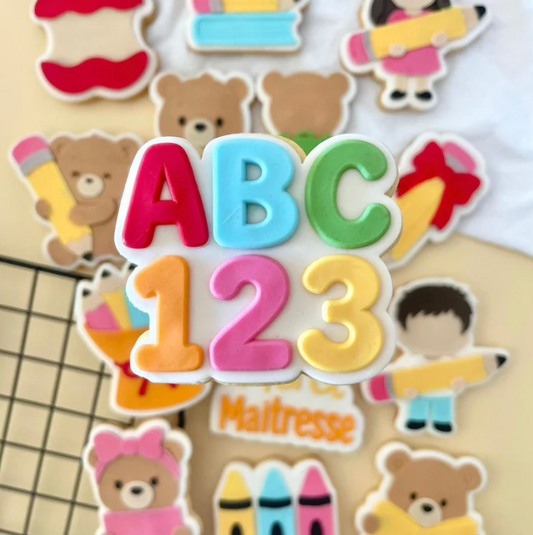 SCHULE / SCHOOL 20 - ABC, 1 2 3 (Ausstechform und Stamp)