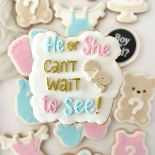 GENDER REVEAL 3 - He or She (Ausstechform und Stamp)