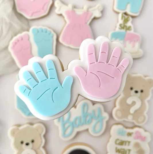 GENDER REVEAL 6 - Hände (Ausstechform und Stamp)