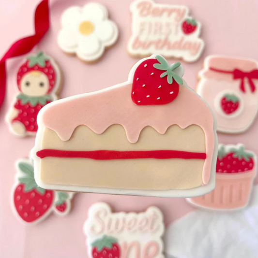 ERDBEERE (2) 15 - Ein Stück Kuchen (Ausstechform und Stamp)