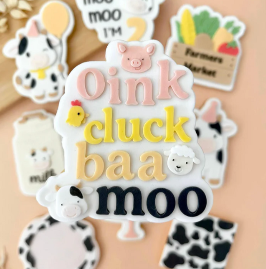 KUH 6 - Oink cluck baa moo (Ausstechform und Stamp)
