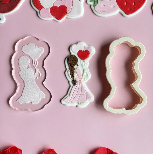 VALENTINSTAG 2 - Mädchen mit Luftballons (Ausstechform und Stamp)