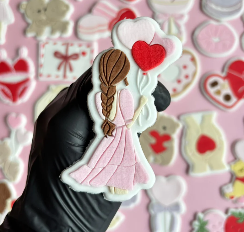 VALENTINSTAG 2 - Mädchen mit Luftballons (Ausstechform und Stamp)