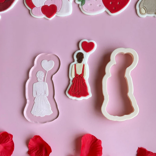VALENTINSTAG 3 - Mädchen mit Ballon (Ausstechform und Stamp)