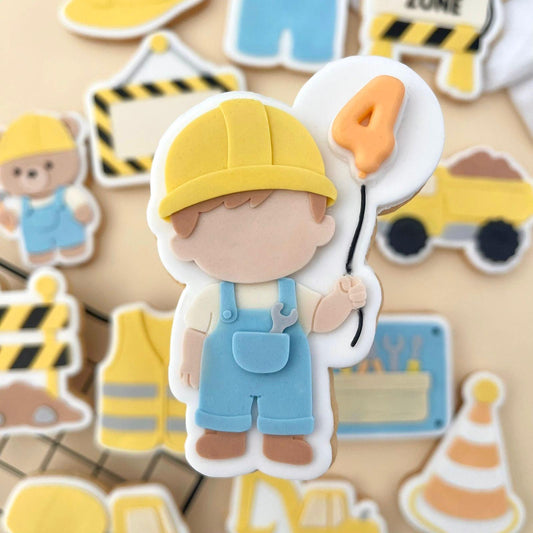KLEINE BAUSTELLE 2 20 - Kleiner Junge mit Ballon (Ausstechform und Stamp)