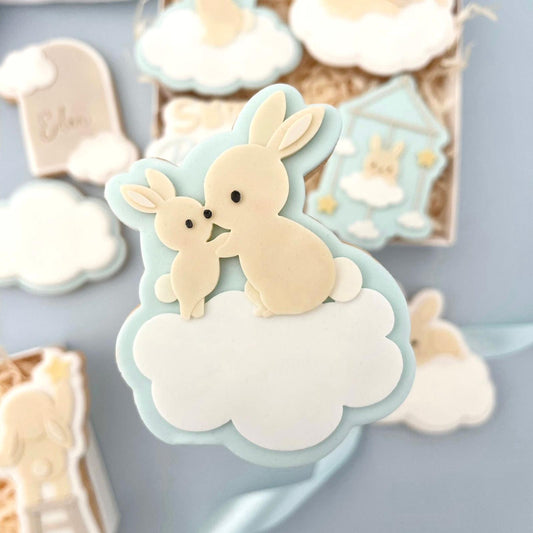 WOLKENHASE 6 - Kaninchen und Häschen (Ausstechform und Stamp)
