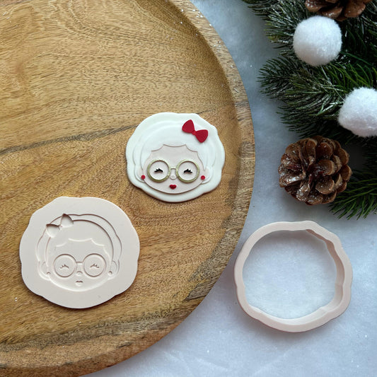 WEIHNACHTEN PLA 38 - Mutter Weihnachtskopf (Ausstechform und Stamp)